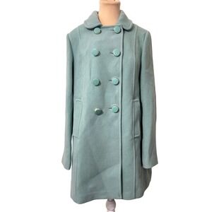 Kate Spade New York Wool Pea Coat Small Green Pastel Retro Mod Classic Casual